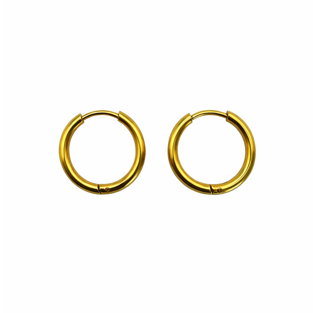 #44 | 14 Mm | Hoop/ Huggie Earrings - Gold